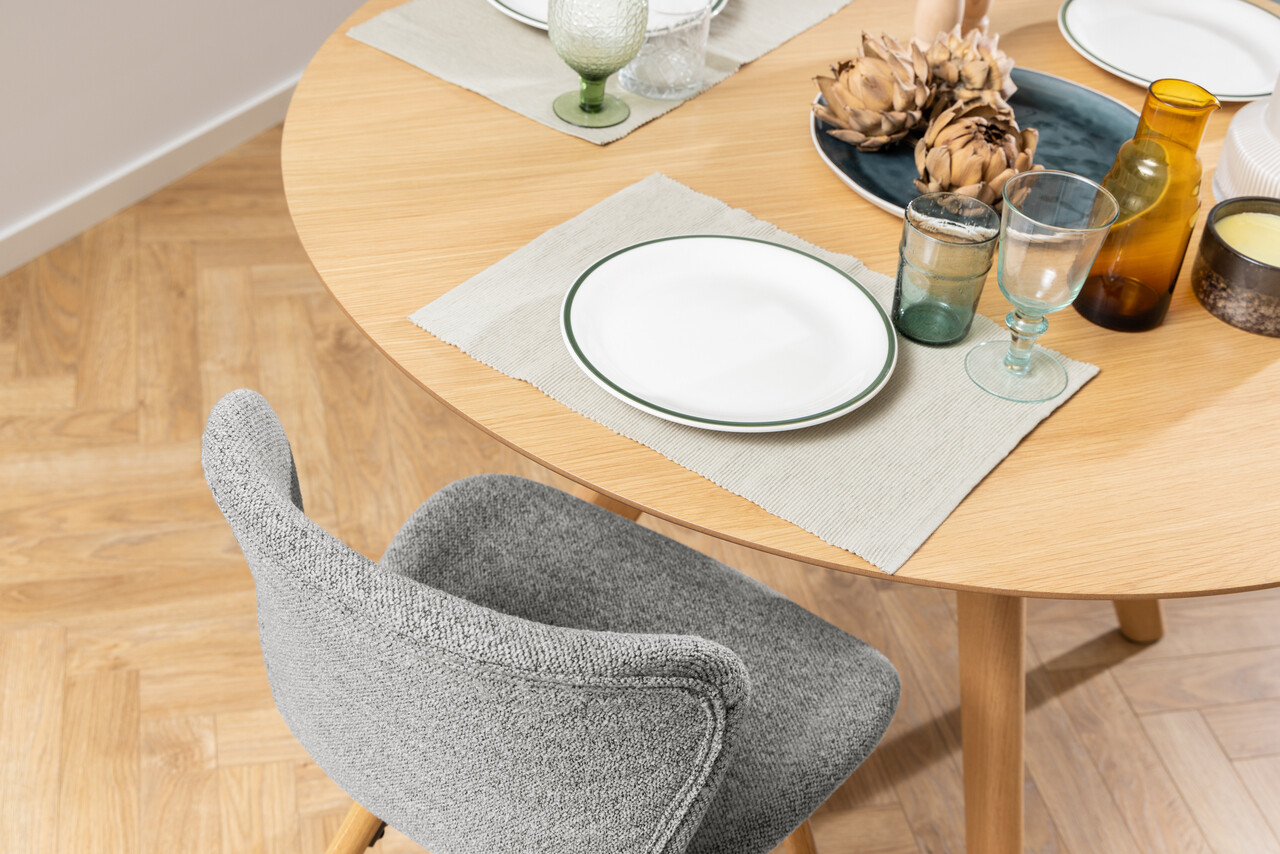 Scaun Batilda -A1, Actona, 47x53x82.5 cm, tesatura Boucle/lemn de stejar, gri - view 5