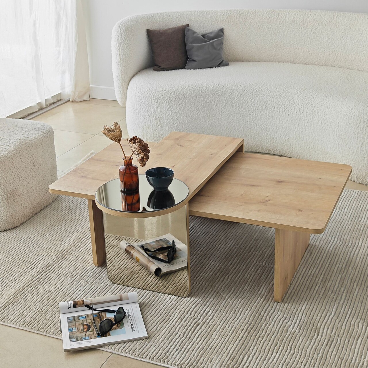 Set masute de cafea, Hanah Home, Luna 2, Bronz / Stejar Safir - imagine 2