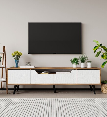 Comoda TV, Hanah Home, Roma 180, 180x48x29.8 cm, PAL, Nuc/Alb