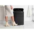 Cos de gunoi cu pedala, Brabantia, Bo Pedal, 2x30 L, 36.3x54.1x65.2 cm, otel, negru mat