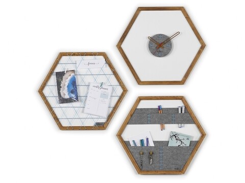 Set ceas de perete, panou memo si organizator de perete Rafevi Tuva, 60 x 52 cm, albastru Ceasuri