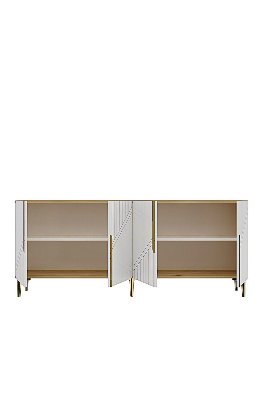 Consola, Hanah Home, Evva 150, 125x75x32 cm, Stejar Safir / Alb / Auriu — imaginea 7