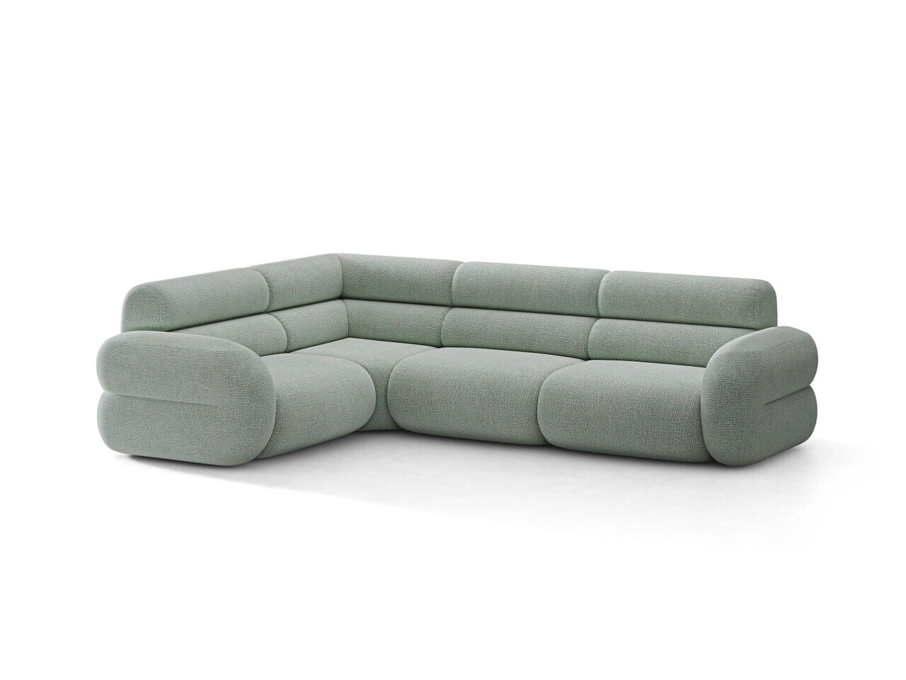Coltar stanga 5 locuri, Neo, Micadoni Home, 295x210x83 cm, tesatura Chenille Silencio, albastru muted — imaginea 2
