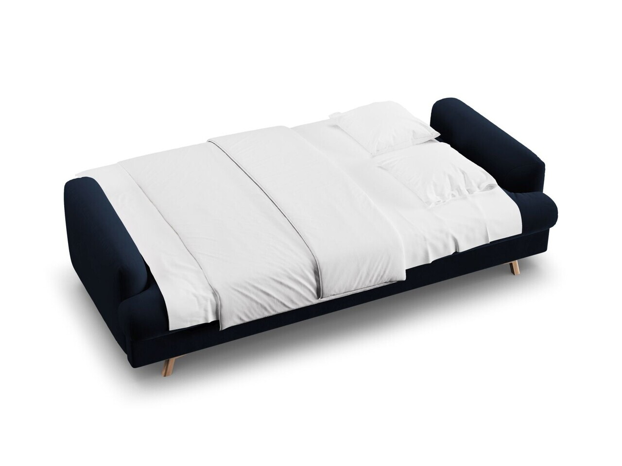 Canapea extensibila 3 locuri, Naomi, Micadoni Home, 233x110x95 cm, catifea, albastru regal — imaginea 2
