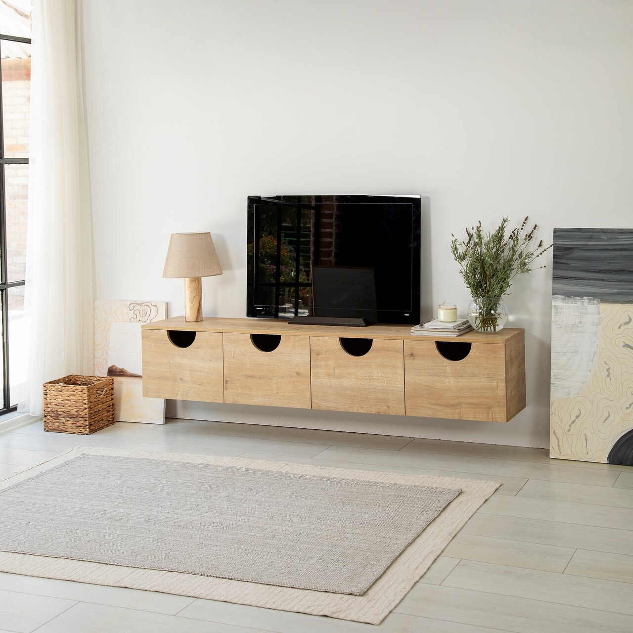 Comoda TV, Neostill, Four Seasons, 180x35x35 cm, Cadru: PAL MELAMINAT 100%., Stejar - 2 | YEO