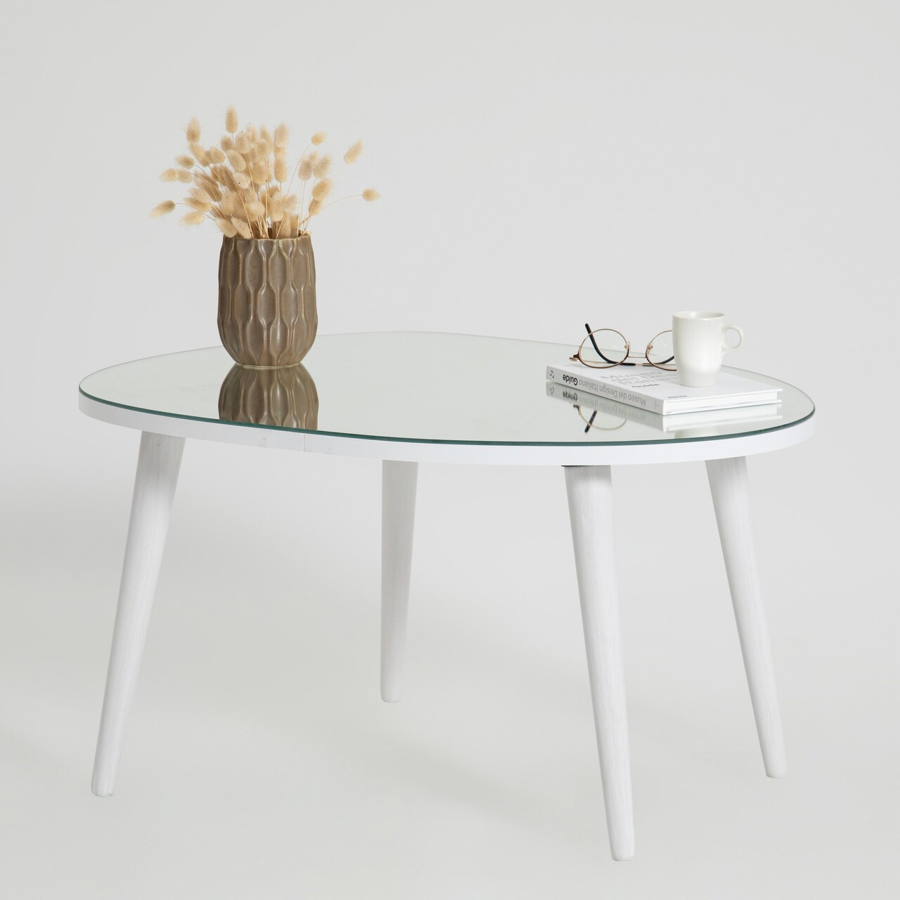 Masuta de cafea, Neostill, Gusto, 75x38x55 cm, Sticla temperata , Alb - 2 | YEO