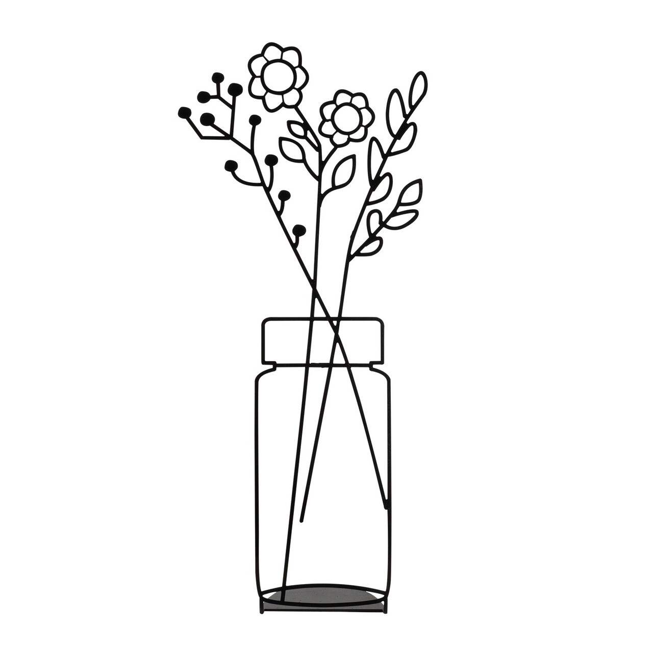 Decoratiune, Flowerpot, 24x52 cm, Metal, Negru - 1 | YEO