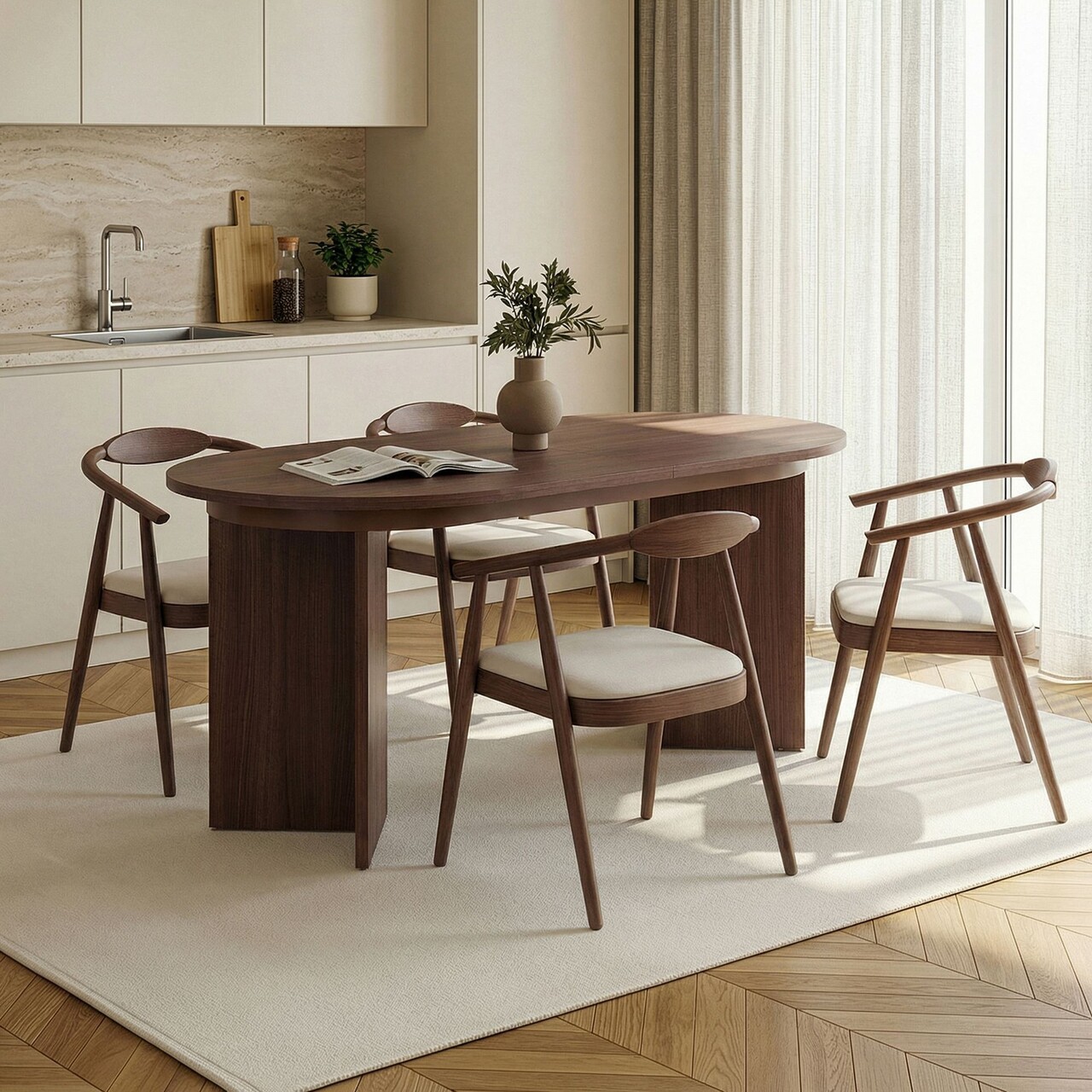 Masa extensibila, Hanah Home, Sorell, 160x75x90 cm, Maro - view 3