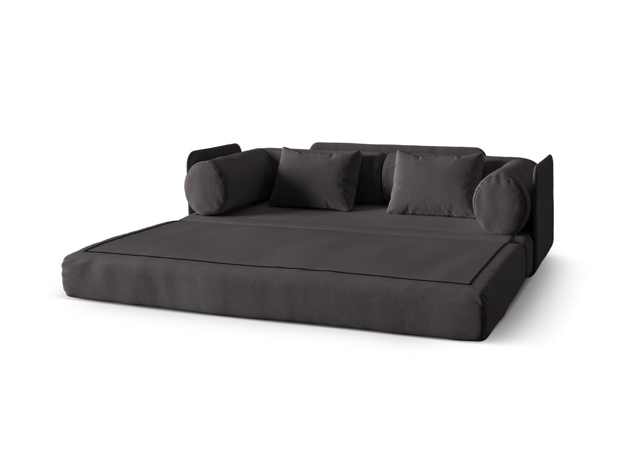 Canapea extensibila 3 locuri, Dreamy, Micadoni Home, 206x95x70 cm, catifea, gri inchis — imaginea 4