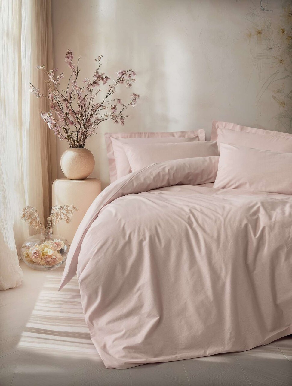 Lenjerie de pat dubla (DE) L'essentiel Maison Plain Roz pudra