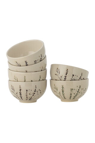 Set 6 boluri, Bloomingville, Bea, 11.5x6.5 cm, 300 ml, ceramica, natural