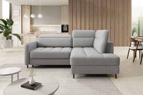 Coltar extensibil dreapta 3 locuri ELTAP, RT-04ROY, Barea, 208x160x100 cm, lemn/poliester, gri deschis