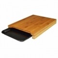 Set tocator si tava, Jocca, 36 x 27.5 x 4 cm, bambus/plastic, natur/negru