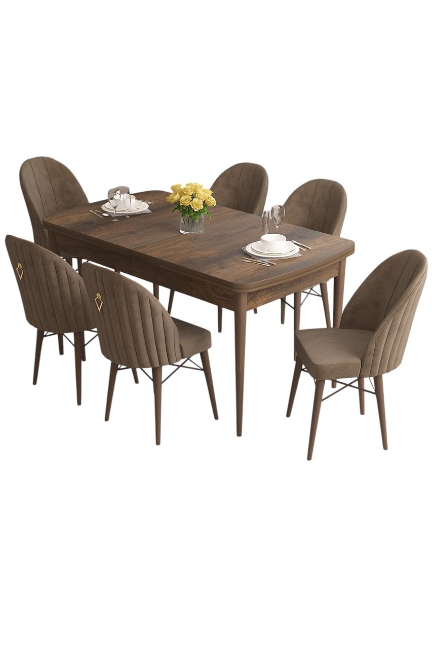 Set masa extensibila si scaune, Hanah Home, Roz, Baroc / Maro - view 2