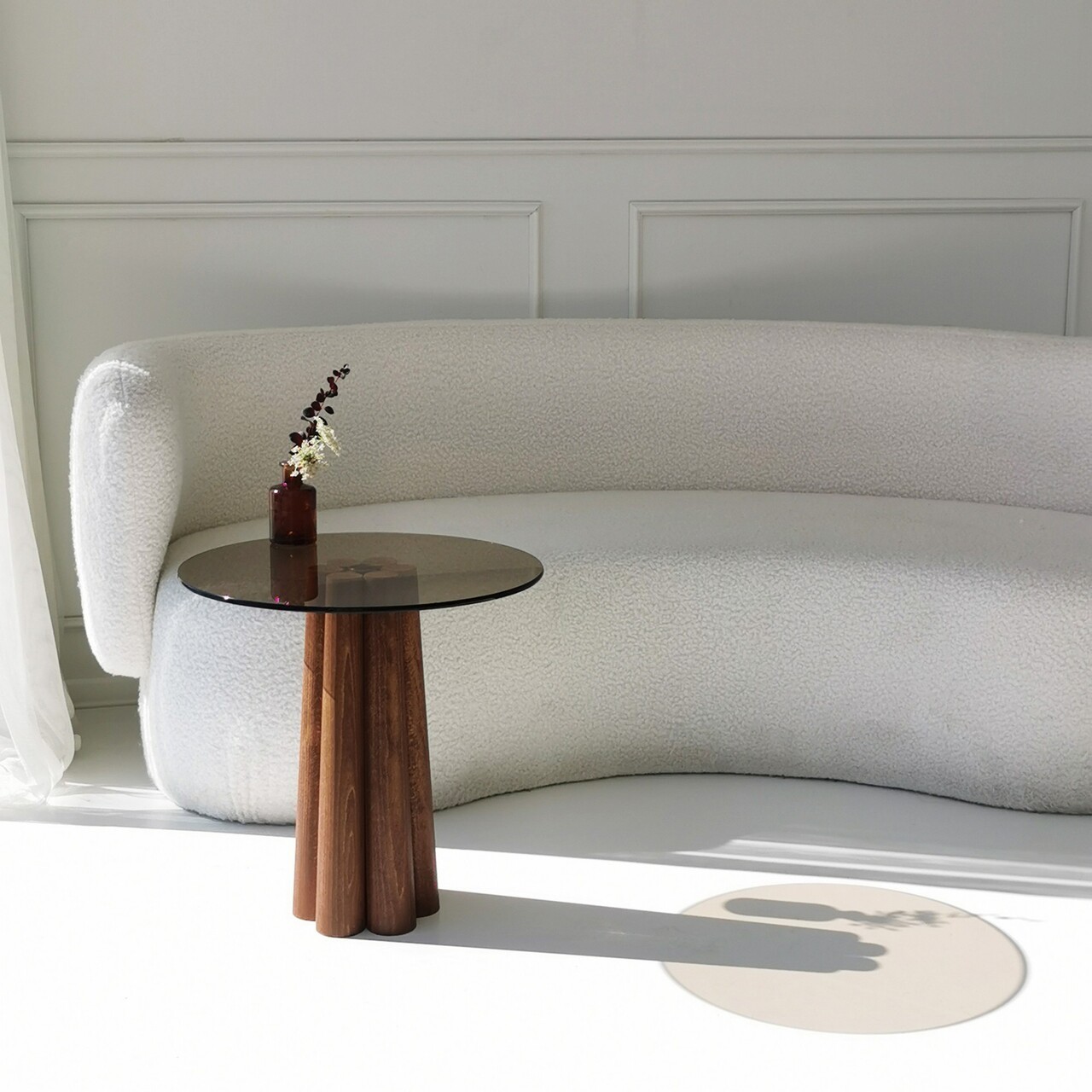 Masuta de cafea, Neostill, Thales, 50x50x50 cm, Sticla temperata, Bronz / Nuc - 1 | YEO