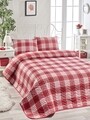 Set cuvertura de pat pentru o persoana Burberry - Red, EnLora Home, 2 piese, 65% bumbac si 35% poliester, rosu