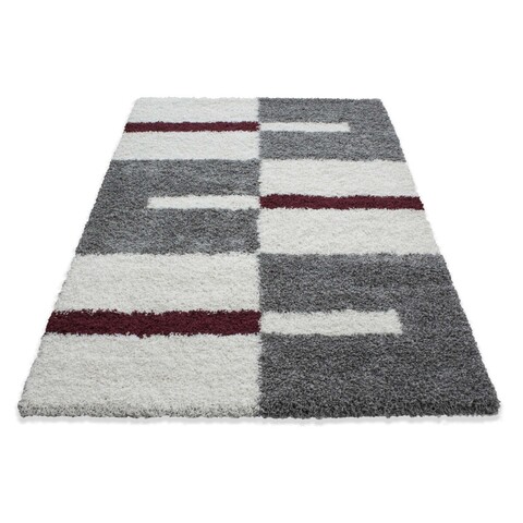 Covor Shaggy Kenya, Red Line, Decorino, 160x230 cm, polipropilena, alb/gri