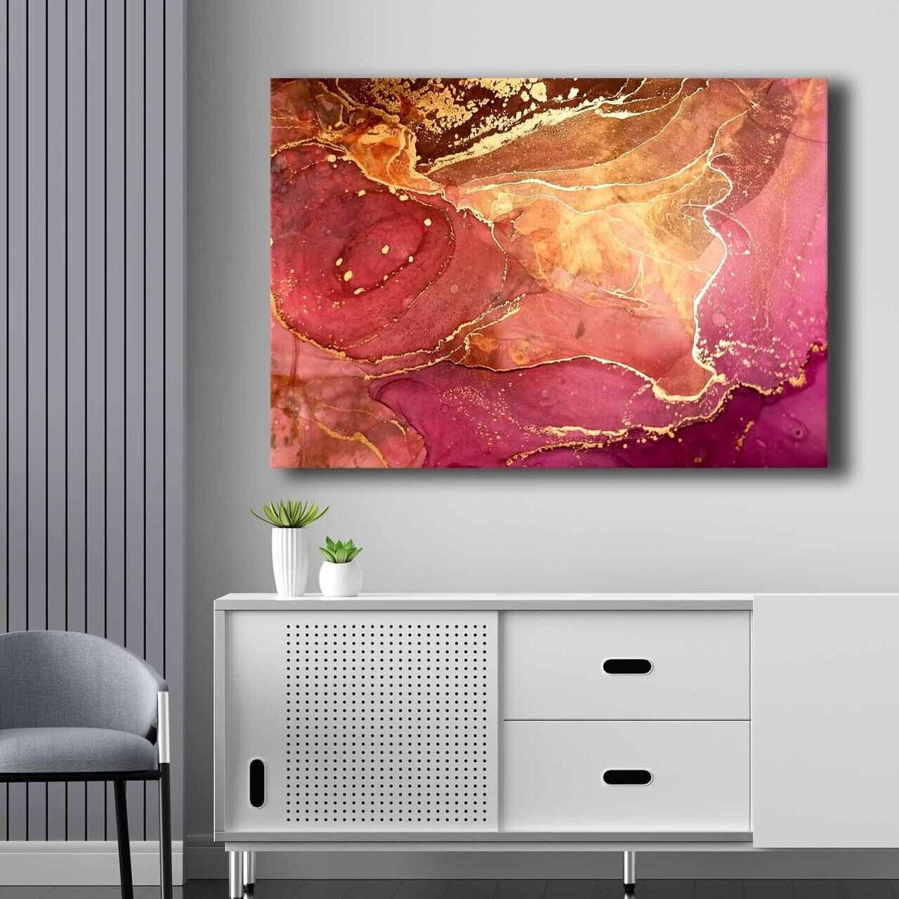 Tablou decorativ, 70100NISC-031, Lemn, Roz/Auriu — imaginea 2