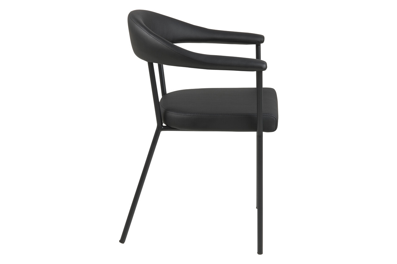 Scaun Ava, Actona, 56x52.5x77.5 cm, piele ecologica/otel, negru - view 9