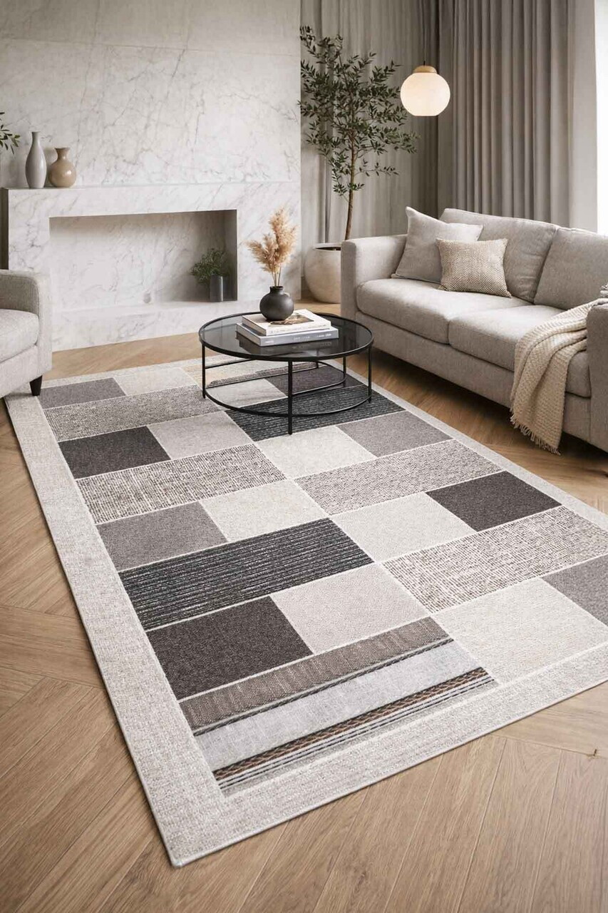 Covor, CLR-7384-HALI-55, 40x60 cm, Poliester, Gri