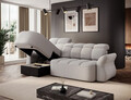 Coltar extensibil stanga 3 locuri ELTAP, Beneth, 301x185x115 cm, lemn/poliester, gri deschis
