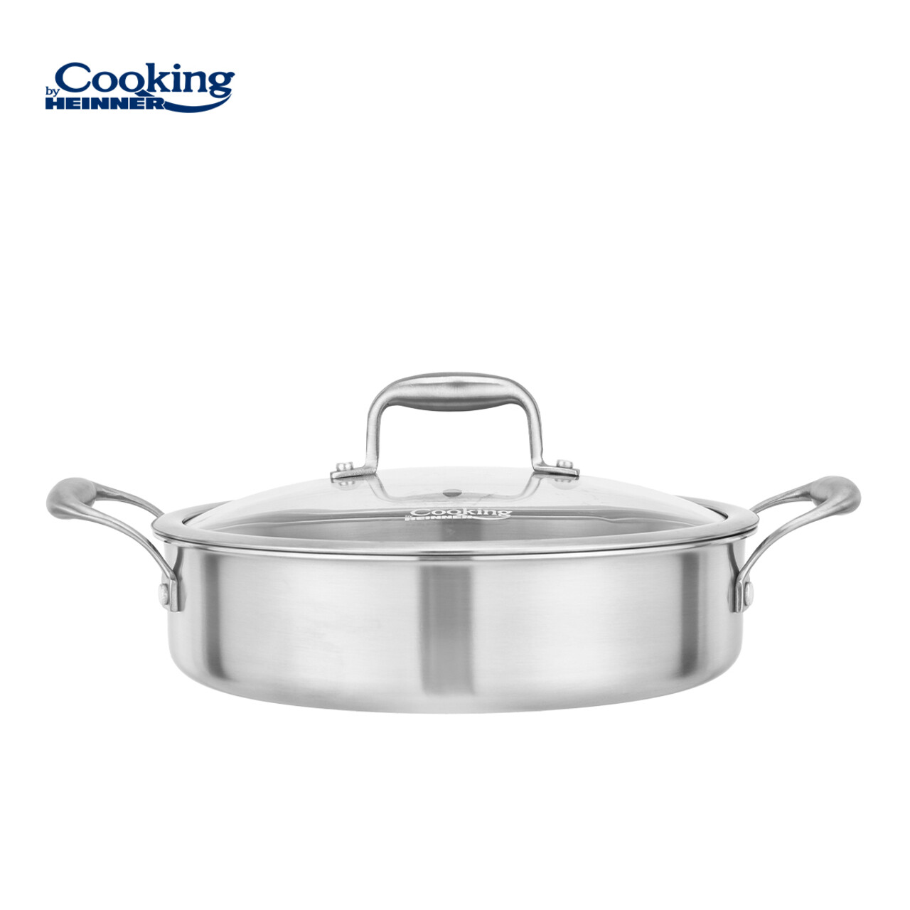 Cratita cu capac Atomic3, Cooking by Heinner, 26x7 cm, 3.5 L, inox/sticla, argintiu - imagine 3