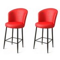 Set scaun de bar (2 bucăți), Charlotte, Uras, Metal, Roșu/Negru