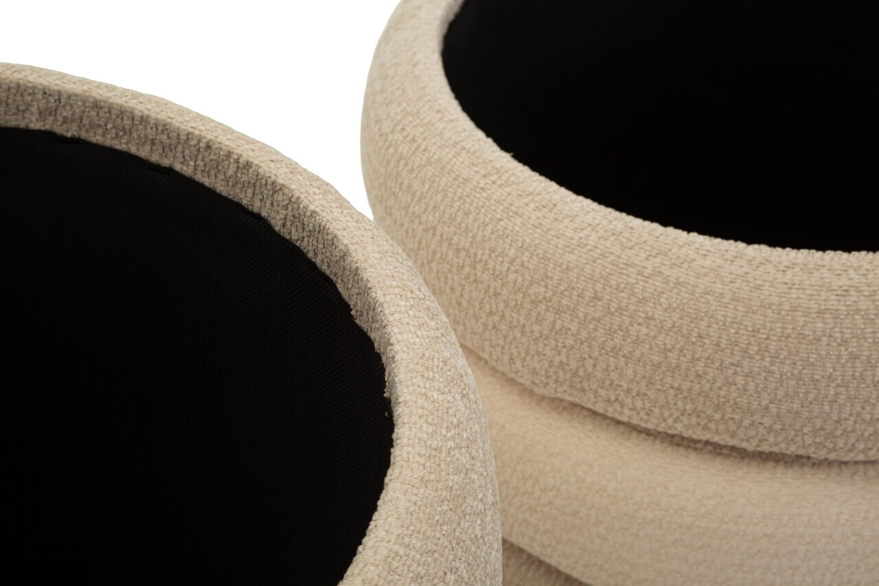 Set 2 taburete cu spatiu de depozitare, Mauro Ferretti, Nordic Style, 44x47 cm, poliester/MDF, bej/crem — imaginea 4