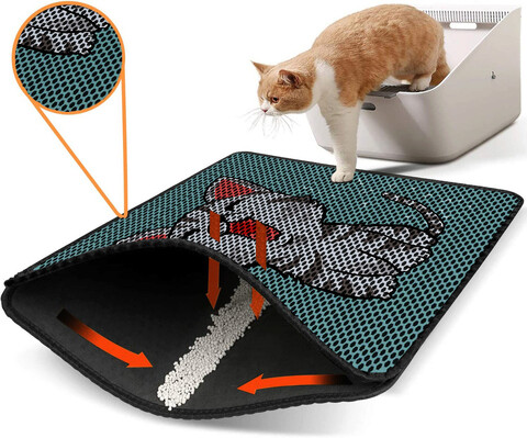 Covoras litiera pentru colectarea granulelor de nisip, Nrszn0153, 45×60 cm, 50% PVC/50% POLIESTER, Multicolor Gravel