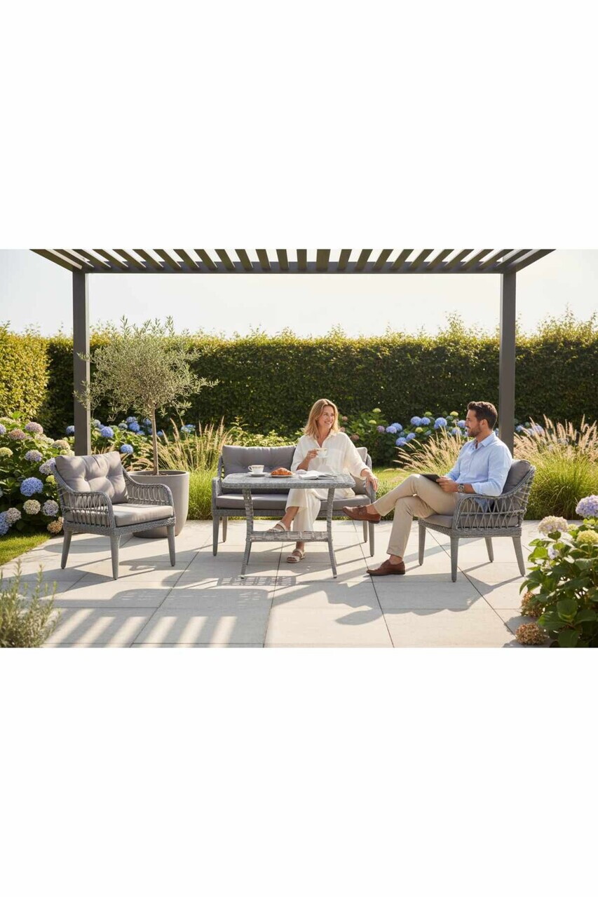 Set mobilier de gradina, Hanah Home, Fiori, ALUMINIU, Gri - view 2