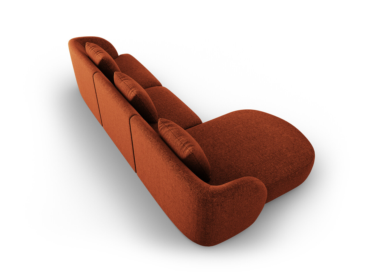Coltar stanga 4 locuri, Tulum, Cosmopolitan Design, 255x156x70 cm, tesatura chenille, teracota