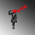 Decoratiune de perete, Banksy, Metal, Dimensiune: 66 x 51 cm, Negru/Rosu