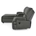 Coltar sezlong stanga, consola inclusa, 1 recliner, Jersey, L.260 l.183/103 H.105, stofa, gri