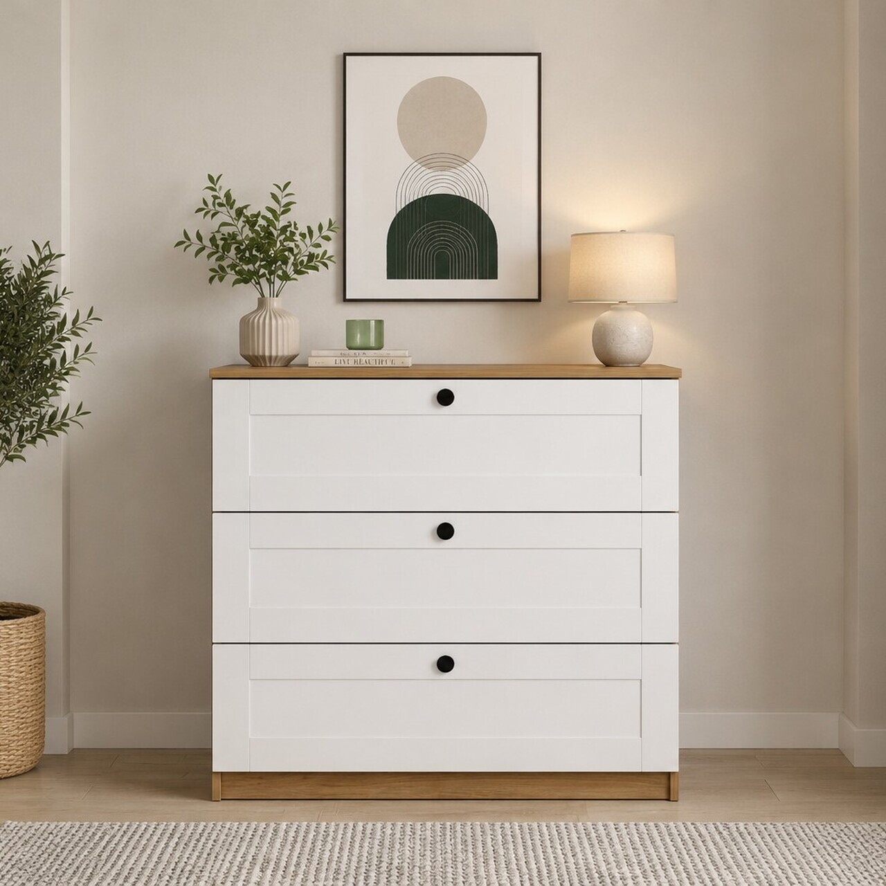 Dulap, Hanah Home, Lucas 1600-237, 80x73.5x42.5 cm, Nuc/Alb — imaginea 2
