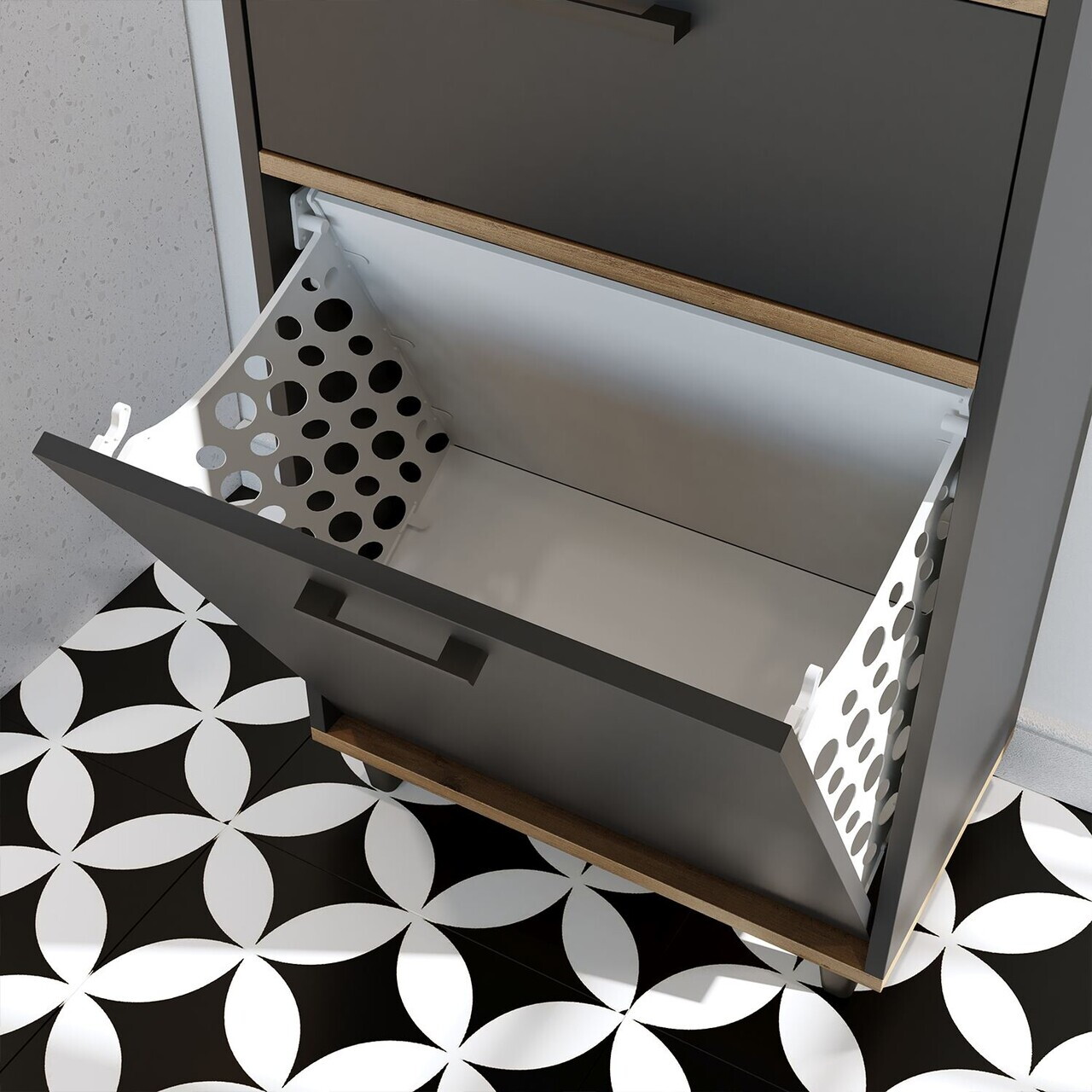 Dulap multifunctional, Hanah Home, 2534, 60x200x35 cm, PAL MELAMINAT, Antracit / Pin Atlantic — imaginea 7