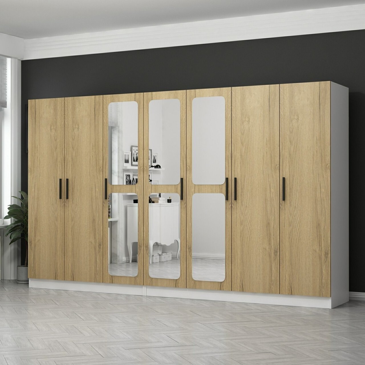 Dulap pentru haine, Minerva, Kale, 315x210x52 cm, PAL, Maro - 1 | YEO