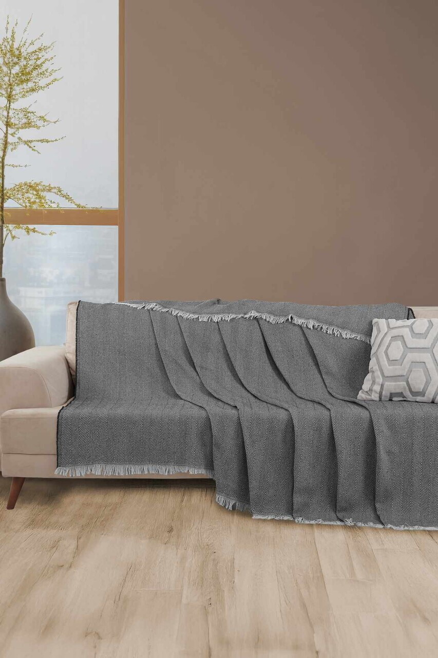 Cuvertura de pat, L'essentiel Maison, 2M Baglamasiz, Bumbac, Negru — imaginea 2