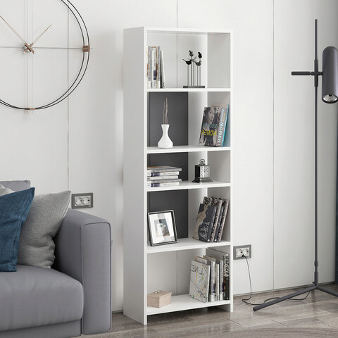 Corp biblioteca, Colman, Diosp, 56.9x25x160 cm, Alb / Antracit Colman