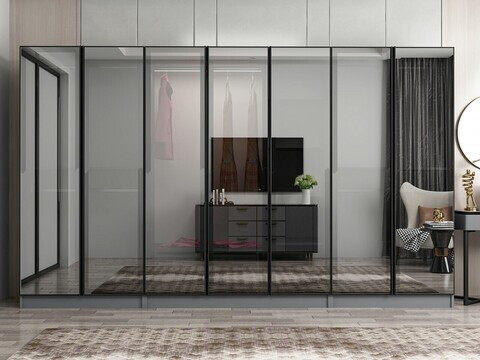 Dulap pentru haine, Hanah Home, Nisa, 315x210x52 cm, Antracit