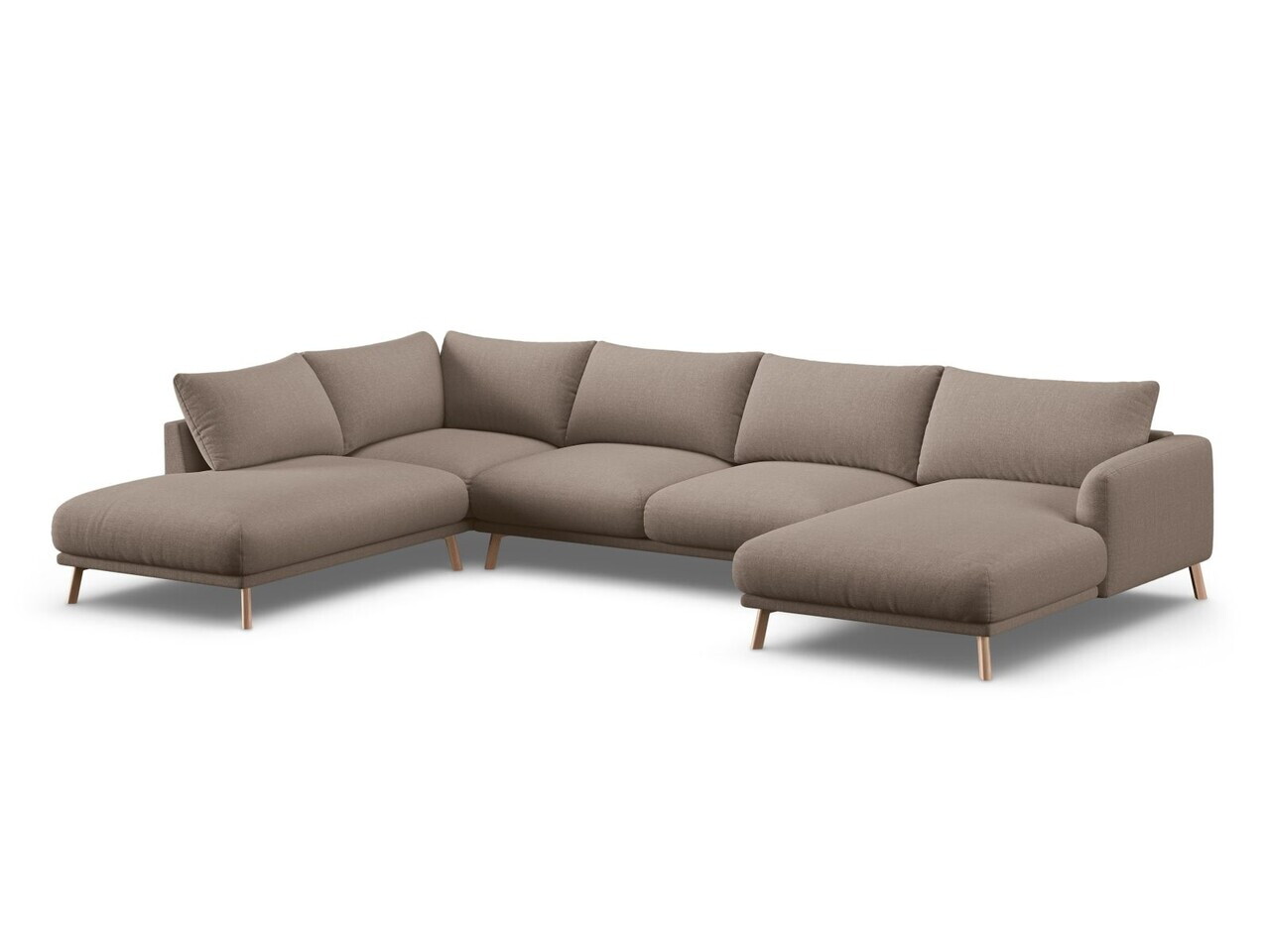 Coltar panoramic stanga 6 locuri, Naomi, Micadoni Home, 365x235x75 cm, tesatura structurata, cappuccino — imaginea 5