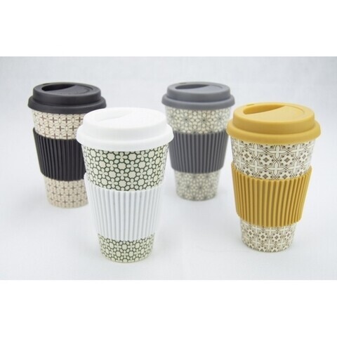 Cana de cafea Tavelling, Jocca, 400 ml, bambus, multicolor