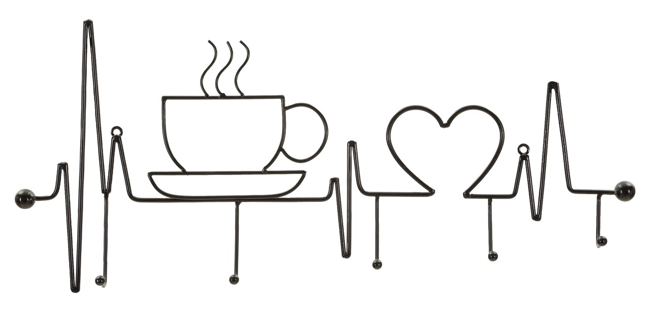 Cuier de perete, Mauro Ferretti, Breakfast, 60x3.8x26.7 cm, metal, negru - imagine 5