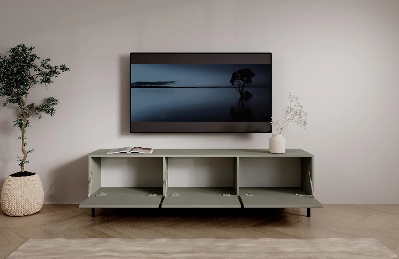 Comoda TV ADRK, Tili 3D, 180x40.8x50 cm, PAL laminat, verde eucalipt — imaginea 6