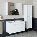 Set Dulap de Baie cu Chiuvetă și Oglindă (3 Piese), Hanah Home, 1325, MDF-LAM, Alb mat