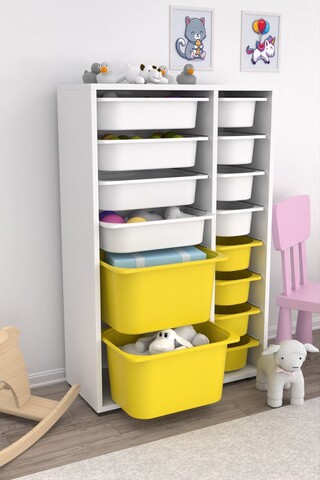 Dulap multifunctional, Estella, Rine 2D4K8U, Alb / Galben