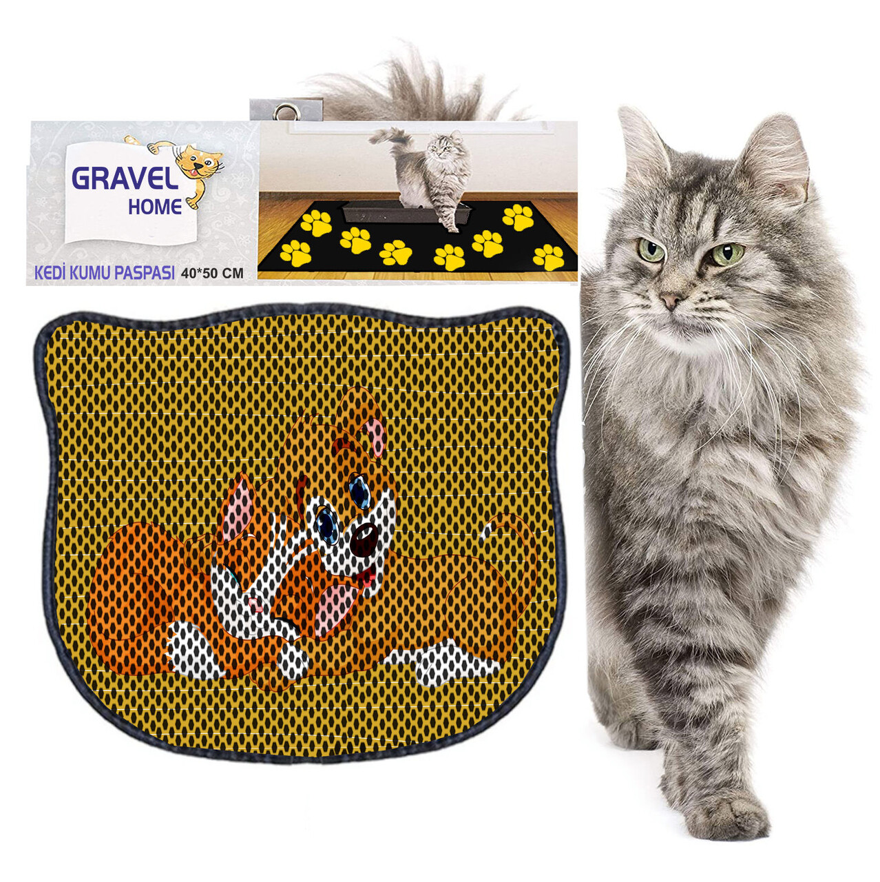 Covoras litiera pentru colectarea granulelor de nisip, Paws &amp; Whiskers, Kdkafa0021, 50% PVC/50% poliester, Multicolor - view 2
