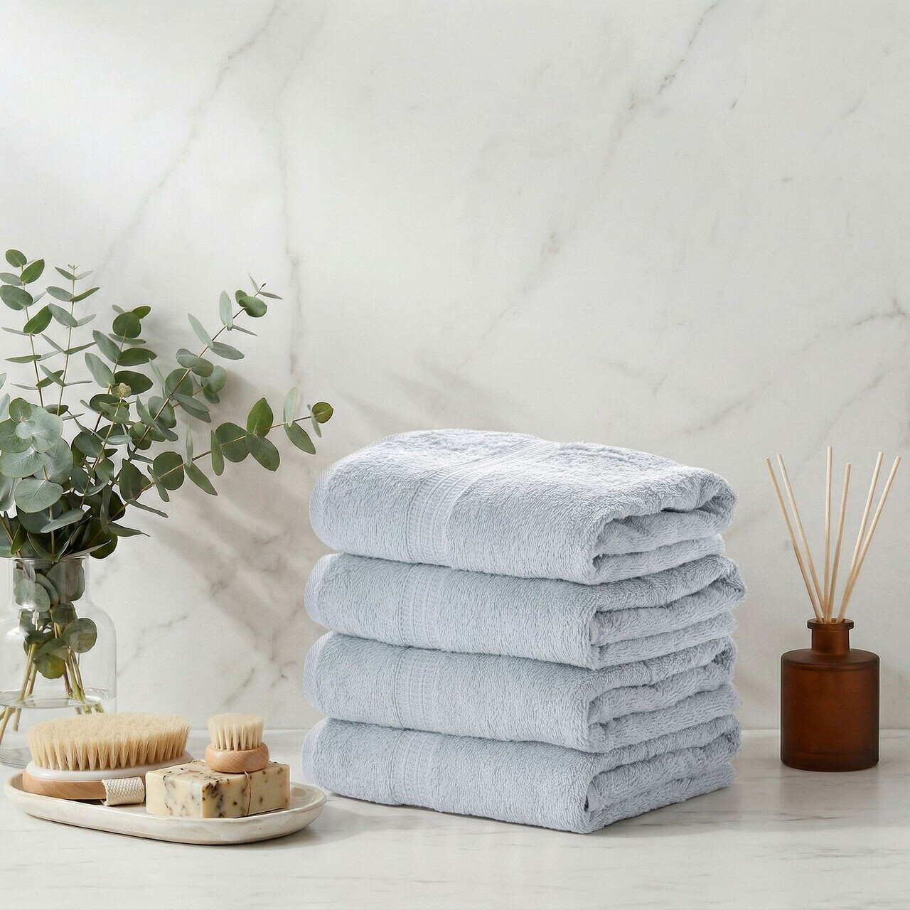 Set prosoape L'essentiel Maison List Bumbac Albastru deschis
