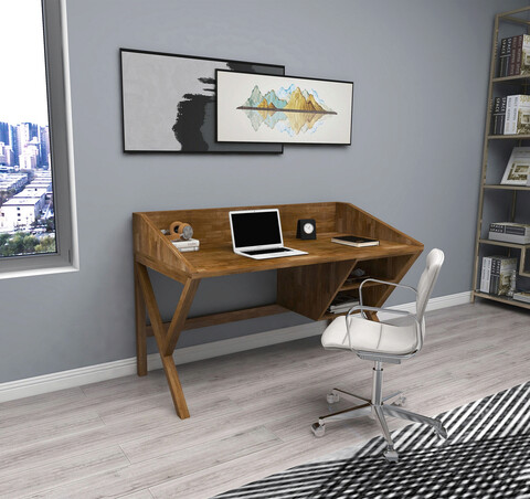 Birou, woodface, snow, 120x75x60 cm, lemn, nuc