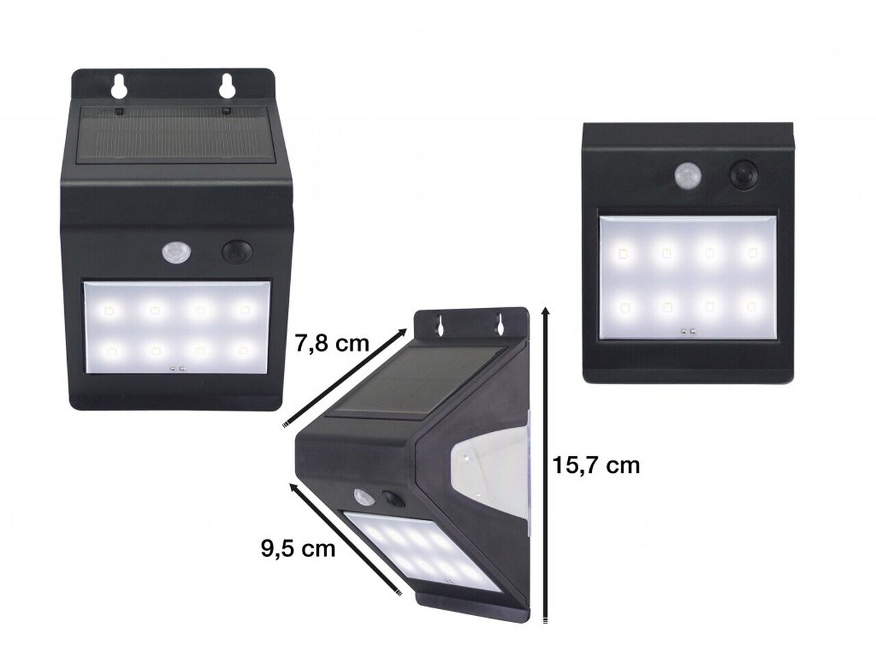 Lampa solara cu senzor Beper, IP65, 9.5x7.8x15.7 cm, plastic, negru — imaginea 5