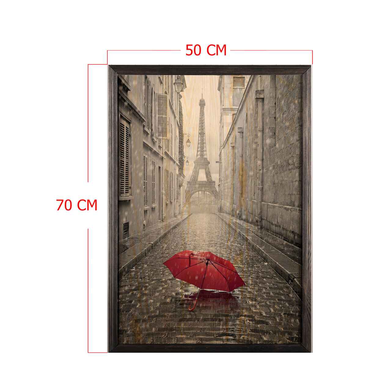 Tablou decorativ, Red Umbrella 2 XL, Lemn, Lemn, Multicolor